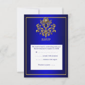 RSVP Wedding Elegant Royal Blue Gold Jewel 2 Kaart (Achterkant)