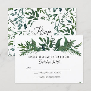 RSVP Wedding Emerald Forest Foliage Leaf Leaves Kaart
