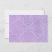 RSVP Wedding Floral Hydrangea Lavender Damask Art Kaart (Achterkant)