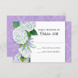 RSVP Wedding Floral Hydrangea Lavender Damask Art Kaart
