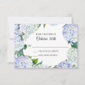 RSVP Wedding Floral Lila in White Hydrangeas Kaart (Voorkant)