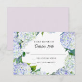 RSVP Wedding Floral Lila in White Hydrangeas Kaart (Voorkant / Achterkant)