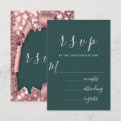 RSVP Wedding Glitter Blauwgroen Lijst Roos (Voorkant / Achterkant)