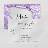 RSVP Wedding Glitter Bridal Paars Silver Elegant (Voorkant / Achterkant)