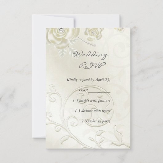 RSVP Wedding Gold Cream Pearl Floral Rozen (Achterkant)
