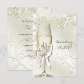 RSVP Wedding Gold Cream Pearl Floral Rozen (Voorkant / Achterkant)