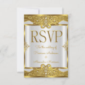 RSVP Wedding Gold White Pearls Lijst Kaart (Voorkant)