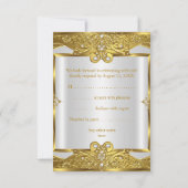 RSVP Wedding Gold White Pearls Lijst Kaart (Achterkant)