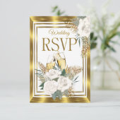 RSVP Wedding Golden White Rose Champagne Gold (Staand voorkant)