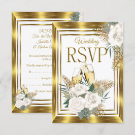 RSVP Wedding Golden White Rose Champagne Gold