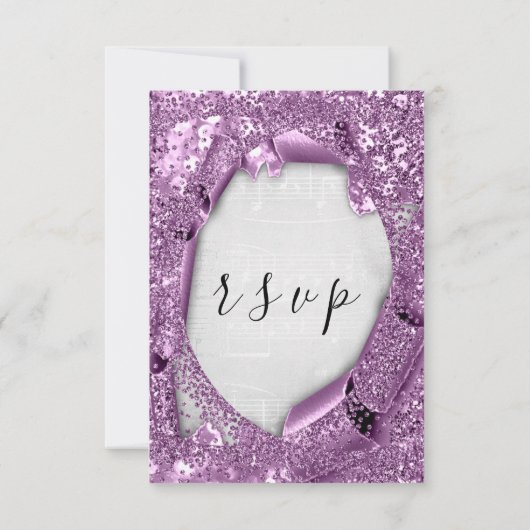 RSVP Wedding Gray Paper 3D Paarse muziek (Achterkant)