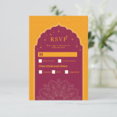 RSVP Wedding Indian Temple Palace Mosterd Kaart (Staand voorkant)
