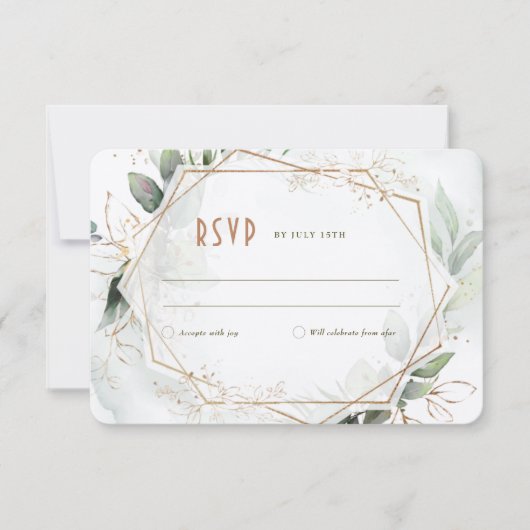 RSVP Wedding Insert Green & Gold Rustic Kaart (Voorkant)