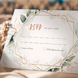 RSVP Wedding Insert Green & Gold Rustic Kaart