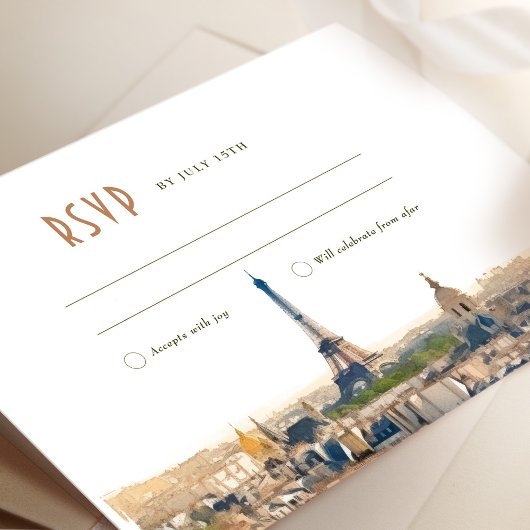 RSVP Wedding Insert Paris France Destination Invin Kaart
