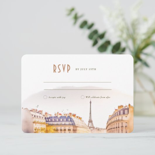 RSVP Wedding Insert Paris France Destination Kaart (Staand voorkant)