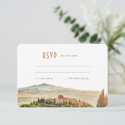RSVP Wedding Insert Tuscany Italy Destination Kaart (Staand voorkant)