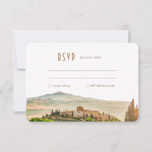 RSVP Wedding Insert Tuscany Italy Destination Kaart (Voorkant)