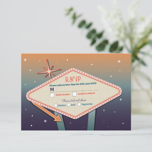 RSVP Wedding Las Vegas Casino reageert Kaarten (Staand voorkant)