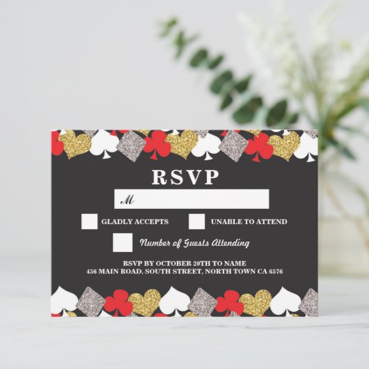 RSVP Wedding Las Vegas Casino reageert Kaarten (Staand voorkant)