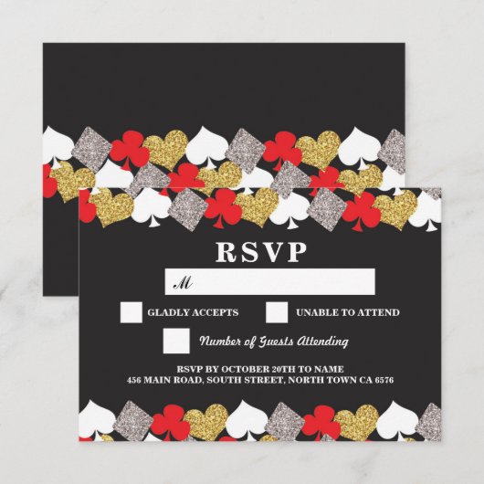 RSVP Wedding Las Vegas Casino reageert Kaarten (Voorkant / Achterkant)