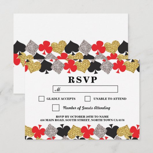 RSVP Wedding Las Vegas Casino reageert Kaarten (Voorkant / Achterkant)