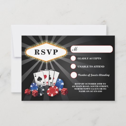 RSVP Wedding Las Vegas Casino Respond Kaarten Kaartje (Voorkant)