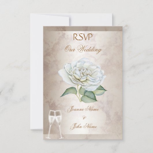 RSVP Wedding Marble Roos Cream White Champagne Kaart (Voorkant)