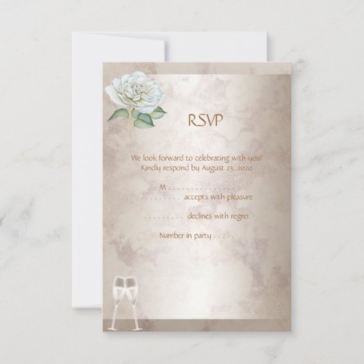 RSVP Wedding Marble Roos Cream White Champagne Kaart (Achterkant)