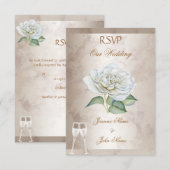 RSVP Wedding Marble Roos Cream White Champagne Kaart (Voorkant / Achterkant)