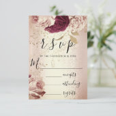 RSVP Wedding Marsala Florals Rozen PinkGlam Kaartje (Staand voorkant)
