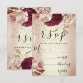 RSVP Wedding Marsala Florals Rozen PinkGlam Kaartje (Voorkant / Achterkant)
