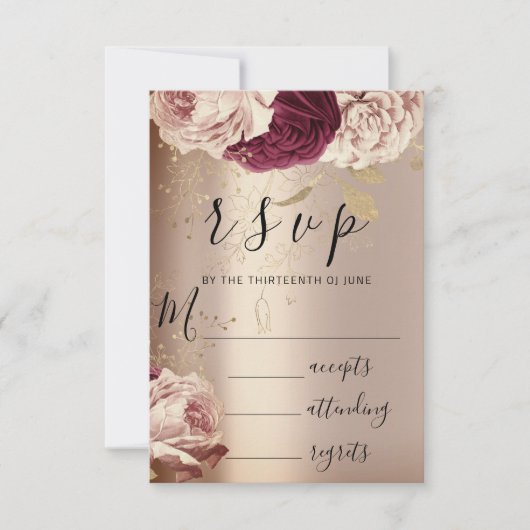 RSVP Wedding Marsala Florals Rozen Roze (Voorkant)