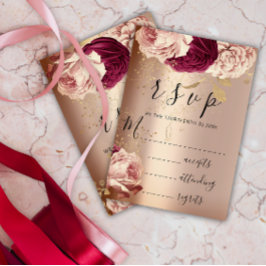 RSVP Wedding Marsala Florals Rozen Roze