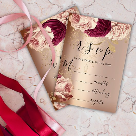 RSVP Wedding Marsala Florals Rozen Roze