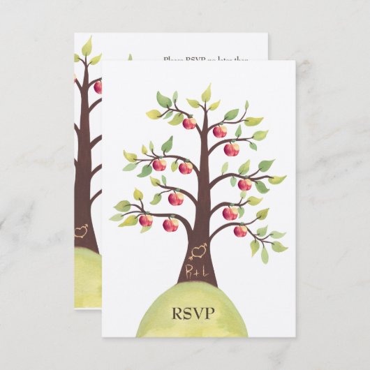 RSVP Wedding Monogram Apple Tree Carving (Voorkant / Achterkant)