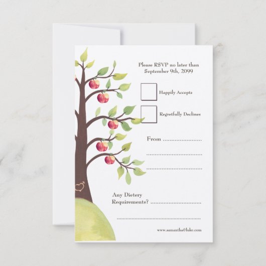 RSVP Wedding Monogram Apple Tree Carving (Achterkant)