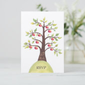 RSVP Wedding Monogram Apple Tree Carving Kaartje (Staand voorkant)
