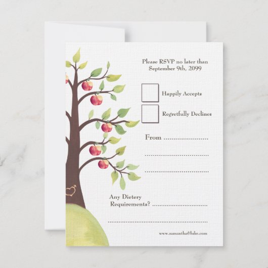 RSVP Wedding Monogram Apple Tree Carving Kaartje (Achterkant)