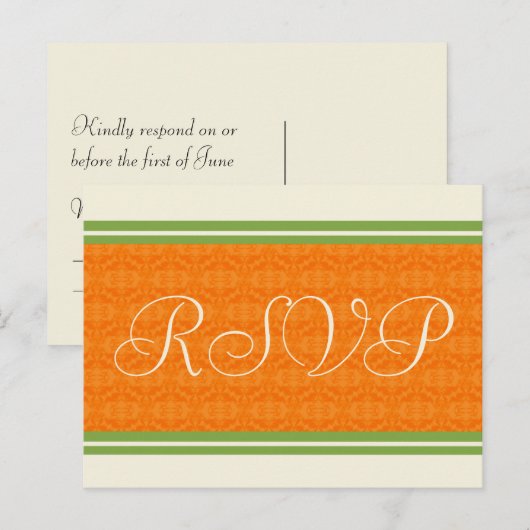 RSVP Wedding Oranje Citrus Briefkaarten (Voorkant / Achterkant)