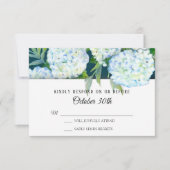 RSVP Wedding Painted White Hydrangeas Peacock Blue Kaart (Voorkant)