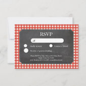 RSVP Wedding Red Check Chalkboard-kaarten voor RSV (Voorkant)