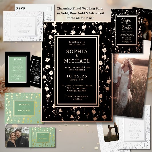 RSVP Wedding Response Kaart Flowers Sage Green