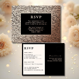 RSVP Wedding Response Kaart Modern Roos Gold Luxe
