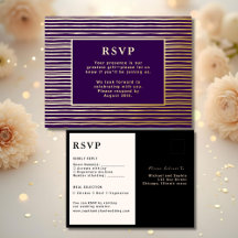RSVP Wedding Response Kaart Modern Royal Paarse