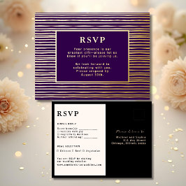 RSVP Wedding Response Kaart Modern Royal Paarse