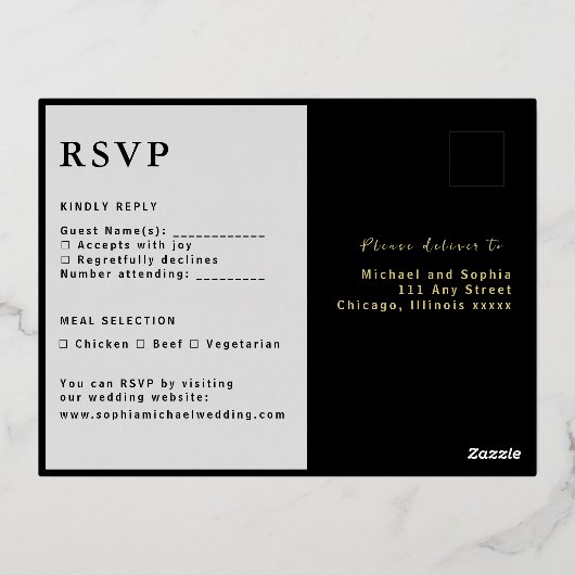 RSVP Wedding Response Kaart Moderne Elegantie (Achterkant)