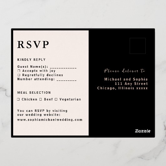 RSVP Wedding Response Kaart Moderne Elegantie (Achterkant)