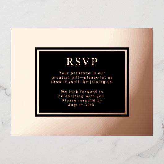 RSVP Wedding Response Kaart Moderne Luxe Folie (Voorkant)