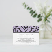 RSVP Wedding Response Kaart Paars Black Damask (Staand voorkant)